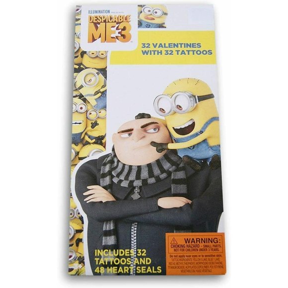 Despicable ME 3 Valentine’s Day 32 Cards & Tattoos - Picture 1 of 1